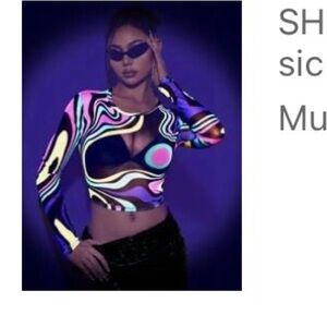 SHEIN Multicolor Long Sleeve Crop Top size L brand new never worn